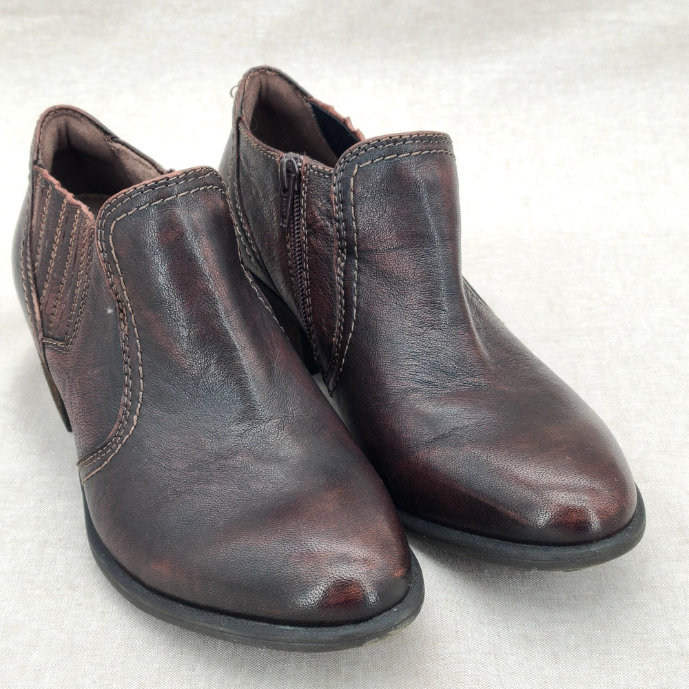 Earth Peak Peru Ankle Boots Womens 8.5 M Sunburn Brown Leather Zip Up Shoes